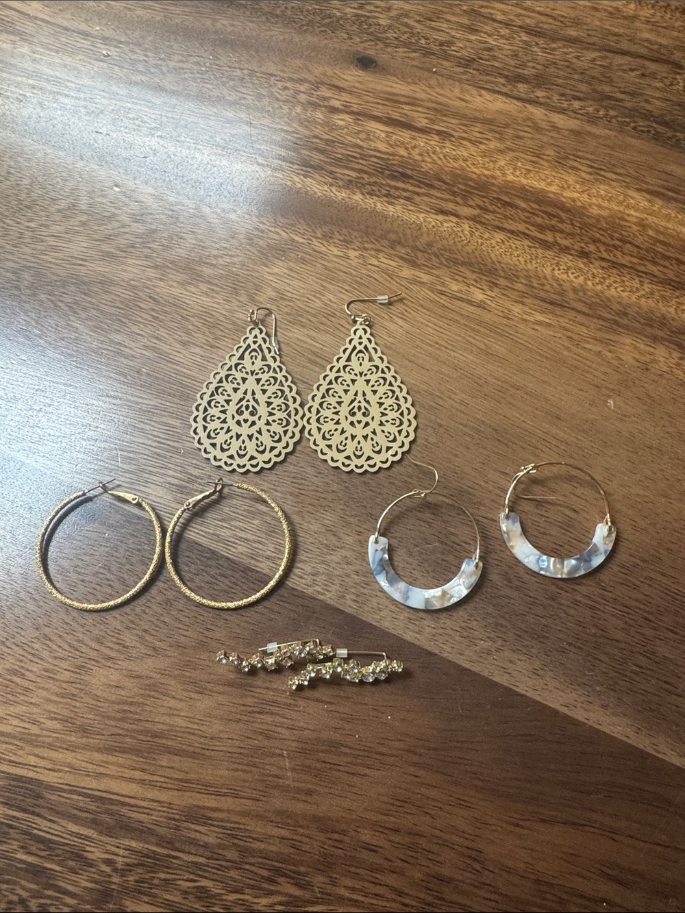 Gold Filigree Teardrop Earrings - Women Jewelry